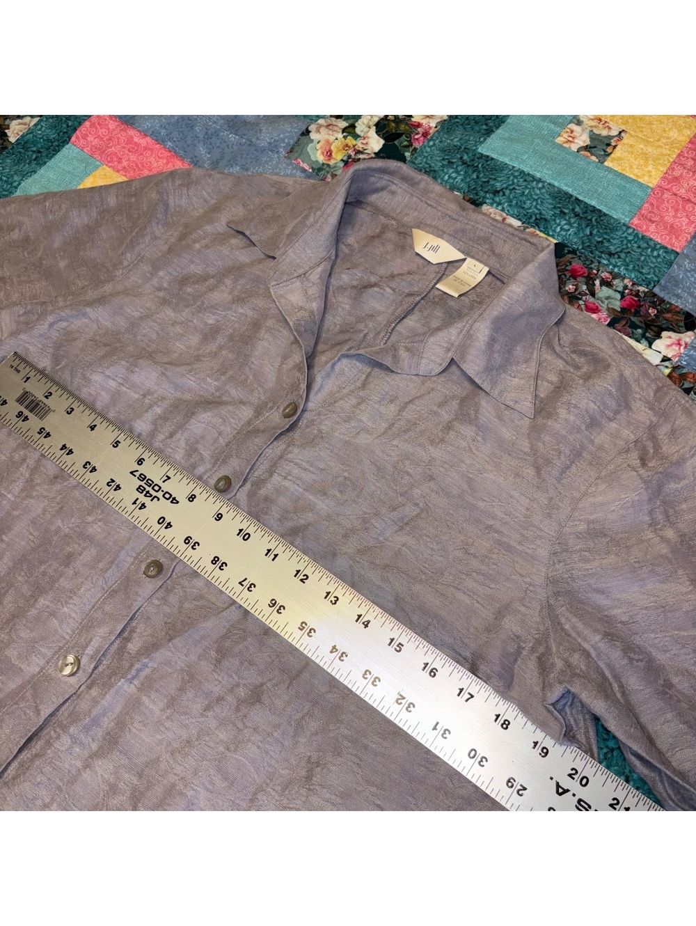 J.Jill $110 Woman’s L 60% Silk 40% Linen Blend Lavender Button-Up Shirt - Picture 7 of 8